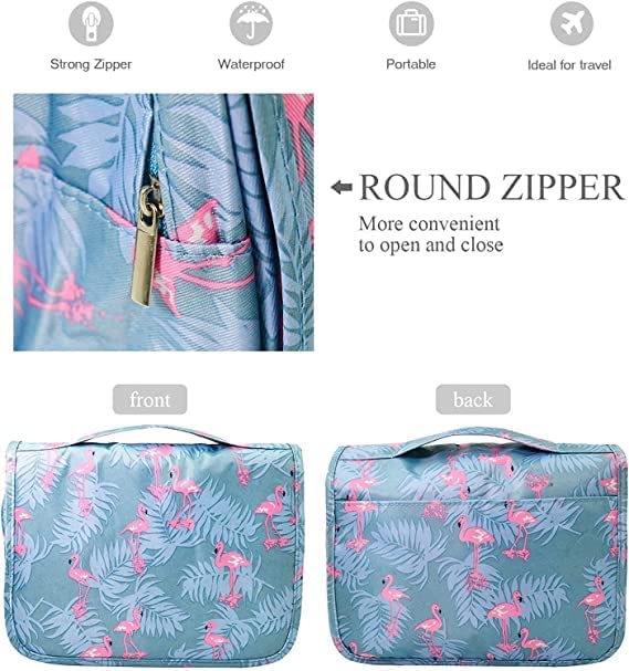 KARDIFF Toiletry Bag Portable Hanging Travel Kit Bag Cosmetic Make up Organizer Makeup Pouch Waterproof Case Travelling Storage Brush Kit Flamingo - Image 4