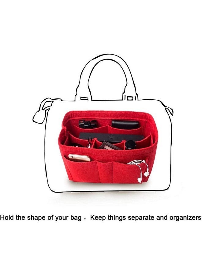 Advance Geotextiles Women Felt Purse Organizer Insert for Ladies Handbag, Tote, Hobo Bag Storage Purse Divider, Multiple Storage Compartment - Red(13.8x3.35x5.9) inch (Slender L) - Image 2