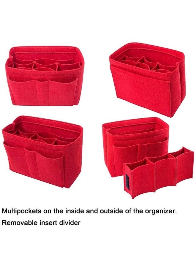 Advance Geotextiles Women Felt Purse Organizer Insert for Ladies Handbag, Tote, Hobo Bag Storage Purse Divider, Multiple Storage Compartment - Red(13.8x3.35x5.9) inch (Slender L) - Image 5