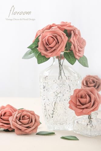 Floroom Artificial Flowers 25pcs Real Looking Dusty Pinky Cedar Foam Fake Roses with Stems for DIY Wedding Bouquets Bridal Shower Centerpieces Floral Arrangements Party Tables Home Decorations - Image 3
