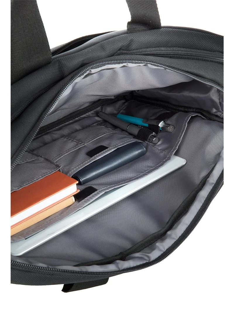 American Tourister  Nobleton Briefcase, 100% Polyester, Black|Quick Access Pocket|Antimicrobial Lining|Adjustable Shoulder Strap|Laptop Compartment - 1 Year International Warranty  | Best Price UAE