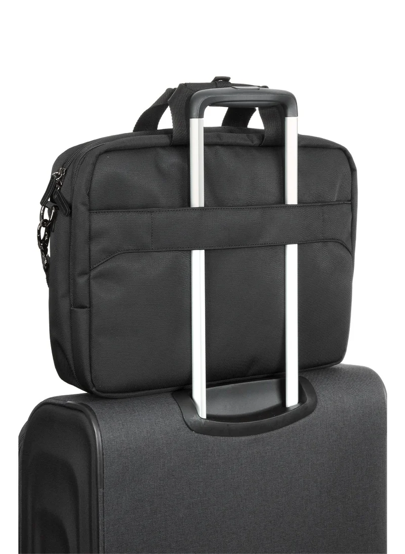 American Tourister  Nobleton Briefcase, 100% Polyester, Black|Quick Access Pocket|Antimicrobial Lining|Adjustable Shoulder Strap|Laptop Compartment - 1 Year International Warranty  | Best Price UAE