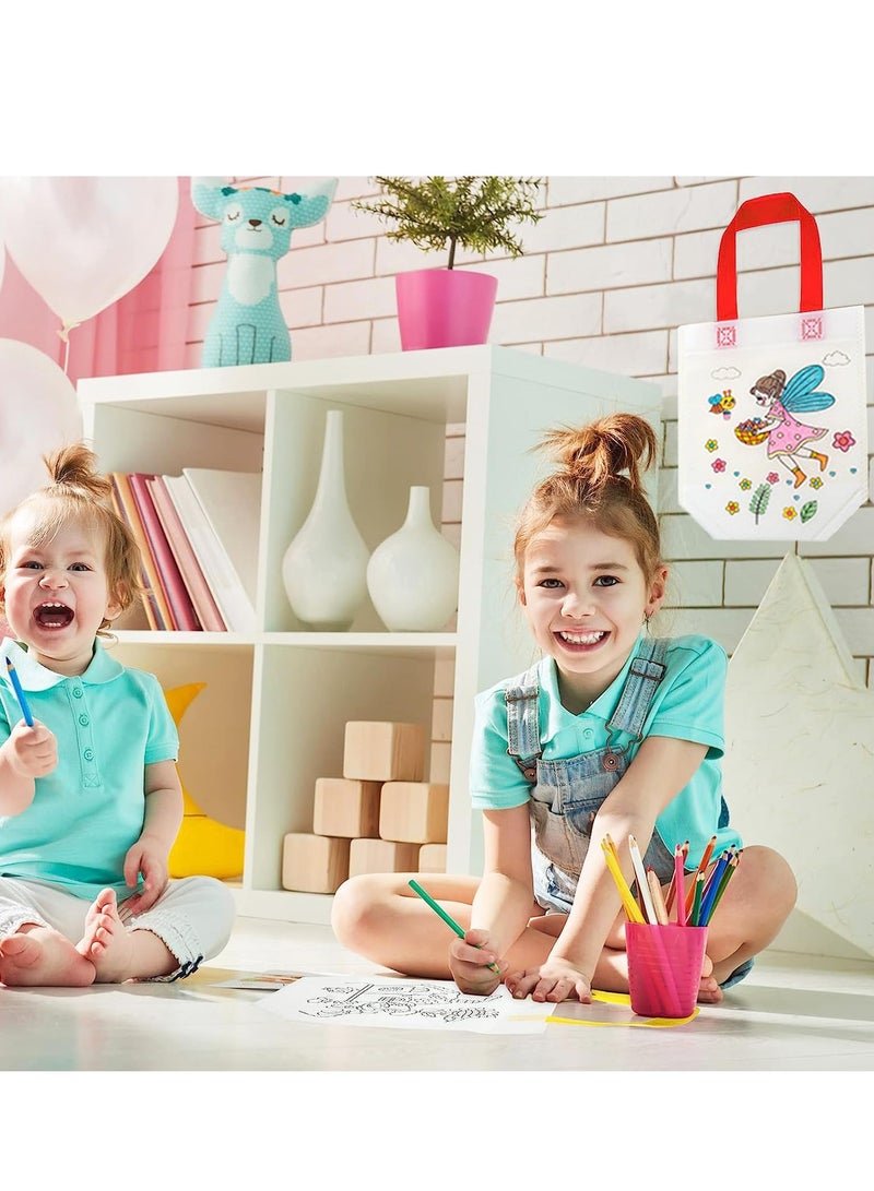 كابتن تيك 15 Pack Graffiti Bag Non-Woven DIY Kids Party of Fabric for Painting, Activity for Children's Birthday Crafts Schools, Tote Eco Pattern Coloring Self Paint Arts Filling Gifts - Image 2