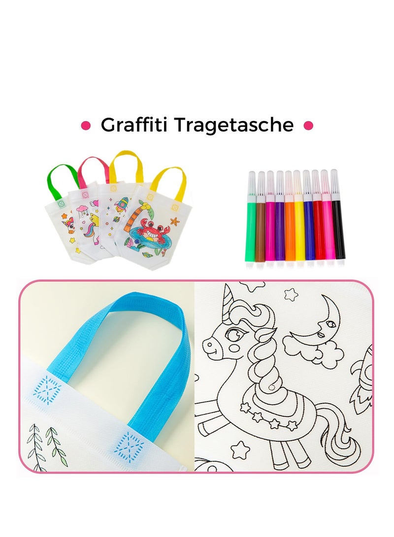 كابتن تيك 15 Pack Graffiti Bag Non-Woven DIY Kids Party of Fabric for Painting, Activity for Children's Birthday Crafts Schools, Tote Eco Pattern Coloring Self Paint Arts Filling Gifts - Image 3