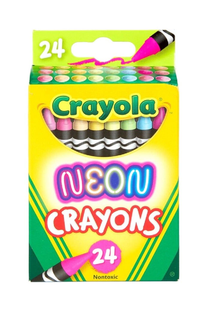 كرايولا 24 قطعة من أقلام التلوين النيونية الزاهية غير السامة متعددة الألوان - Image 1