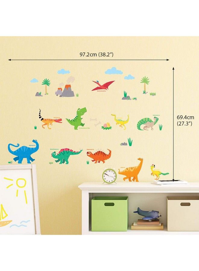 Decowall Ds8032 Colourful Dinosaur Kids Wall Stickers Wall Decals Peel And Stick Removable Wall Stickers For Kids Nursery Bedroom Living Room B (Small) - Image 3