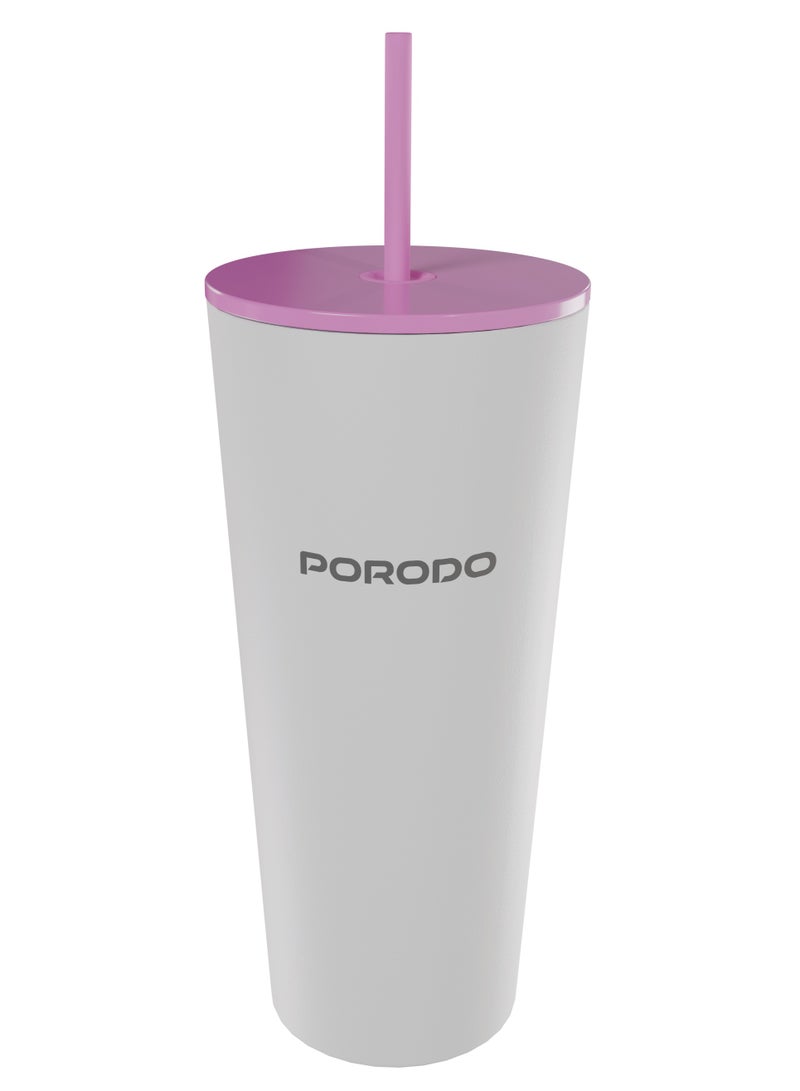 porodo Stainless Steel 710ml Double Wall Tumbler / Leak-Proof Design / High-Capacity Design / ECO-Friendly Material - White - Image 1