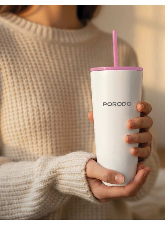 porodo Stainless Steel 710ml Double Wall Tumbler / Leak-Proof Design / High-Capacity Design / ECO-Friendly Material - White - Image 3