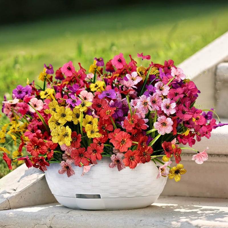 Cherica 20 Pcs Plastic Flowers for Outdoors, Fake Outdoor Artificial Flowers for Outdoors UV Resistant, Fake Plants Artificial Plants Outdoor Plastic Plants, Silk Faux Spring Flowers for Outside - Image 5