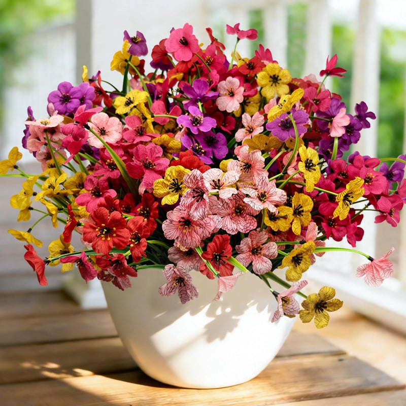 Cherica 20 Pcs Plastic Flowers for Outdoors, Fake Outdoor Artificial Flowers for Outdoors UV Resistant, Fake Plants Artificial Plants Outdoor Plastic Plants, Silk Faux Spring Flowers for Outside - Image 2