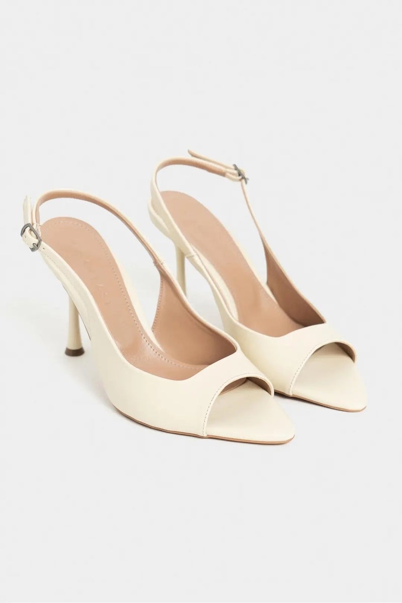 Nisantasi Shoes Maia Matte Pointed Toe Open Front Slim Heel Shoe — Butter Yellow - Image 3