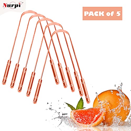 Nurpi Copper Tongue Cleaner for Adults and Kids Fights Bad Breath Oral Care Tongue Cleaner, Easy to Use Travel Friendly- Pack of 5 - Image 2