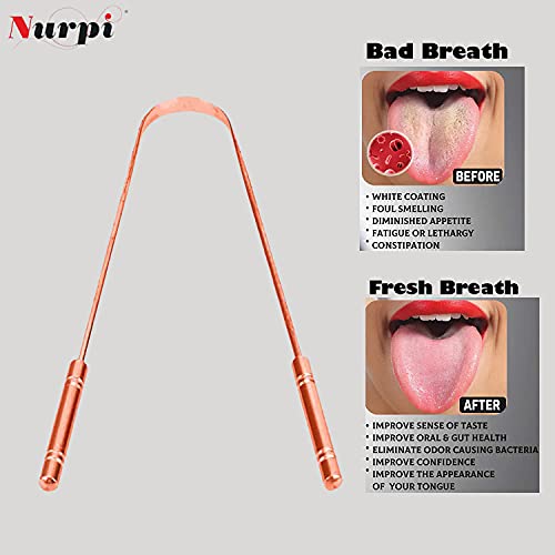 Nurpi Copper Tongue Cleaner for Adults and Kids Fights Bad Breath Oral Care Tongue Cleaner, Easy to Use Travel Friendly- Pack of 5 - Image 3