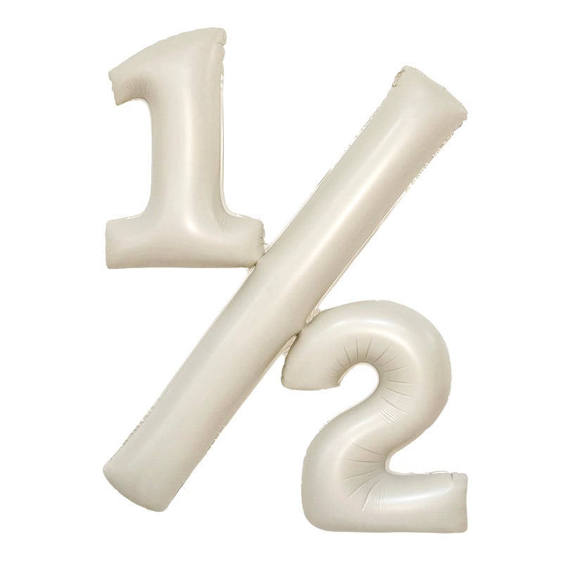 cocodino Beige 1/2 Birthday Balloon 32 Inch Cream Foil Number Balloon for Baby Half Birthday Decorations 6 Month Milestone Photoshoot Props - Image 1