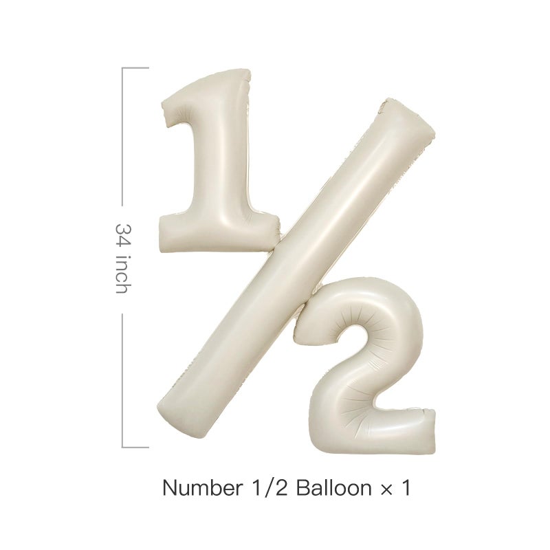 cocodino Beige 1/2 Birthday Balloon 32 Inch Cream Foil Number Balloon for Baby Half Birthday Decorations 6 Month Milestone Photoshoot Props - Image 3