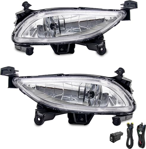 WEZEMLIGHT Fog Lights Assembly Replacement For Hyundai Sonata 2011-2013 With 881 12V 27W Halogen Bulbs OEM Part Number:HY2593134, HY2592134 1Pair(Clear Lens) - Image 2