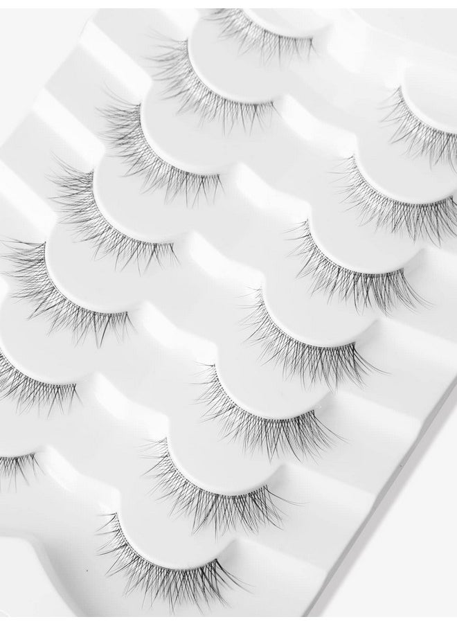 Gmagictobo - Lashes Natural Short False Eyelashes Wispy Lashes Pack Light Volume Clear Band Soft Fake Eye Lashes 7 Pairs Multipack - Image 1