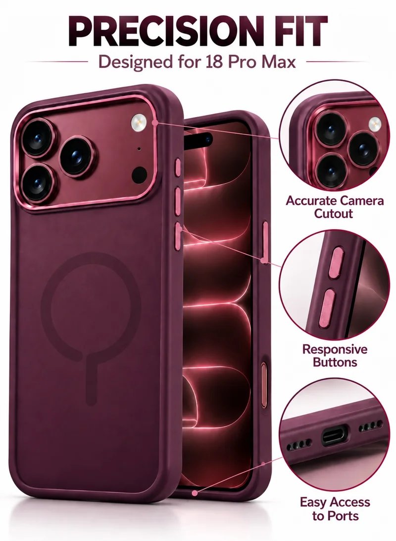 WYE WYE MagSafe Compatible Magnetic Case for iPhone 18 Pro Max, Slim Protective Cover, Burgundy