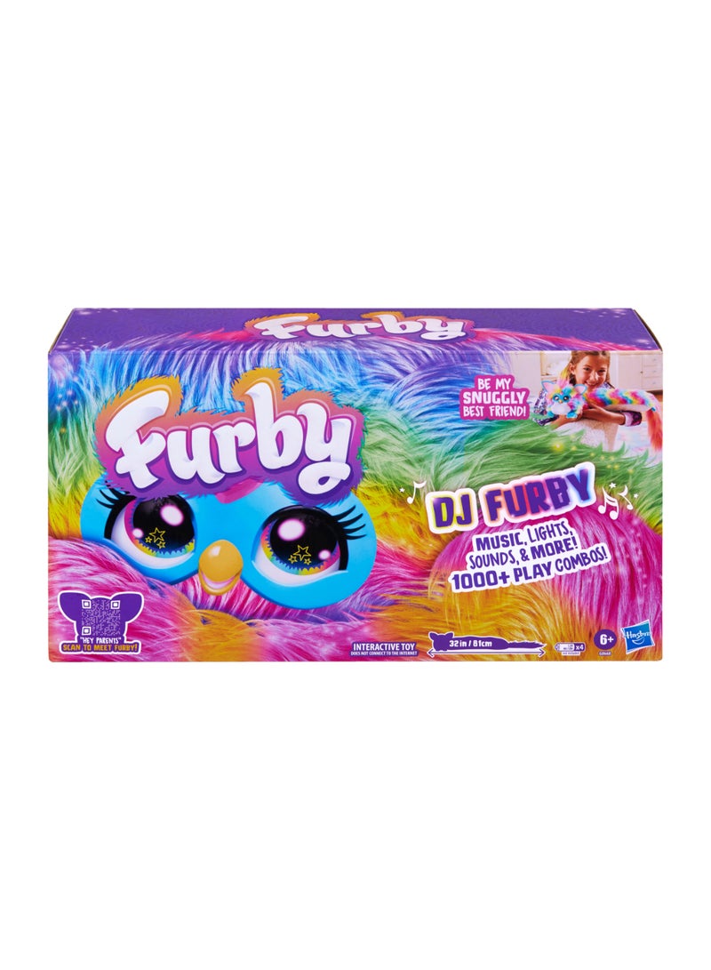 Furby لعبة دي جي فربي التفاعلية، دمية إلكترونية فائقة النعومة بألوان قوس قزح مع موسيقى، أضواء، حركة، وألعاب، تتحدث الإنجليزية والفربيش، بطول 32 بوصة/81 سم، للأعمار 6 سنوات فما فوق - Image 1