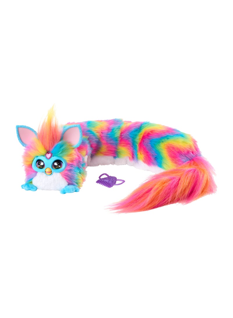 Furby لعبة دي جي فربي التفاعلية، دمية إلكترونية فائقة النعومة بألوان قوس قزح مع موسيقى، أضواء، حركة، وألعاب، تتحدث الإنجليزية والفربيش، بطول 32 بوصة/81 سم، للأعمار 6 سنوات فما فوق - Image 3
