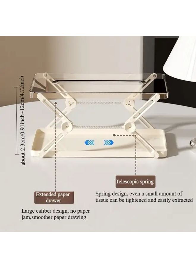 صندوق المناديل الأبيض الحديث القابل للتعديل مع غطاء منظف المنزل الموفّر للمساحة - Image 3