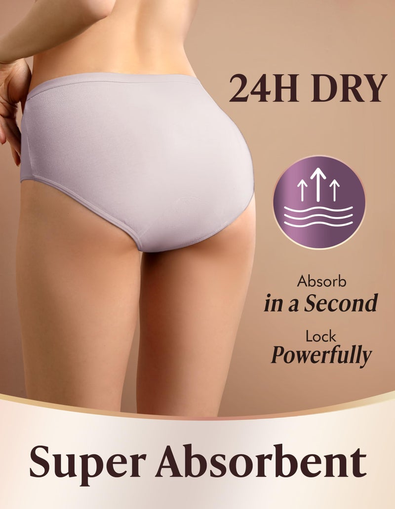 AIRCUTE Washable Adult Urine Incontinence Underwear for Women Leak Proof Absorbent Bladder Protective Panties (Large, 5 Pack) - Image 3