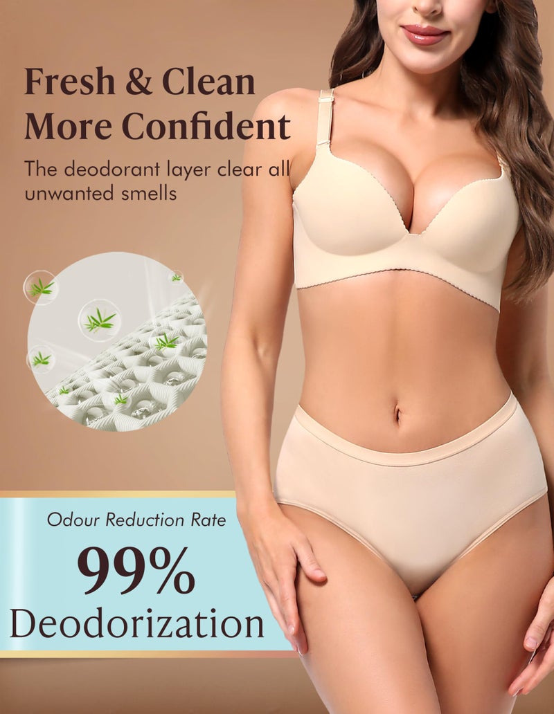 AIRCUTE Washable Adult Urine Incontinence Underwear for Women Leak Proof Absorbent Bladder Protective Panties (Large, 5 Pack) - Image 4
