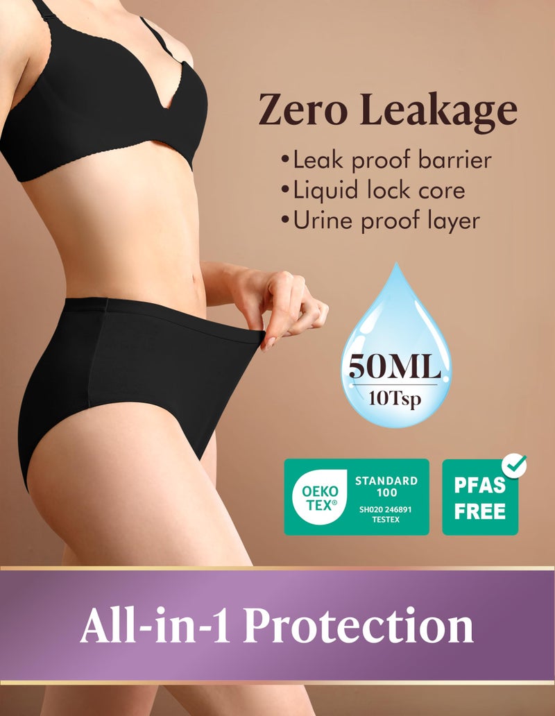 AIRCUTE Washable Adult Urine Incontinence Underwear for Women Leak Proof Absorbent Bladder Protective Panties (Large, 5 Pack) - Image 2
