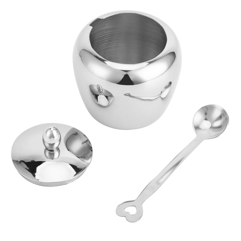 Stainless Steel Sugar Bowl: 304 Polished Material Unbreakable Dishwasher Safe - Mirror Polish Double Edge Lip Spoon Sugar Bowl for Home Kitchen Bar Cafe Restaurant Party Buffet - Image 4