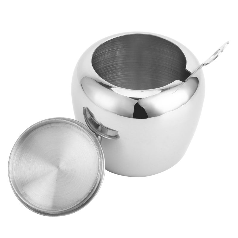 Stainless Steel Sugar Bowl: 304 Polished Material Unbreakable Dishwasher Safe - Mirror Polish Double Edge Lip Spoon Sugar Bowl for Home Kitchen Bar Cafe Restaurant Party Buffet - Image 2