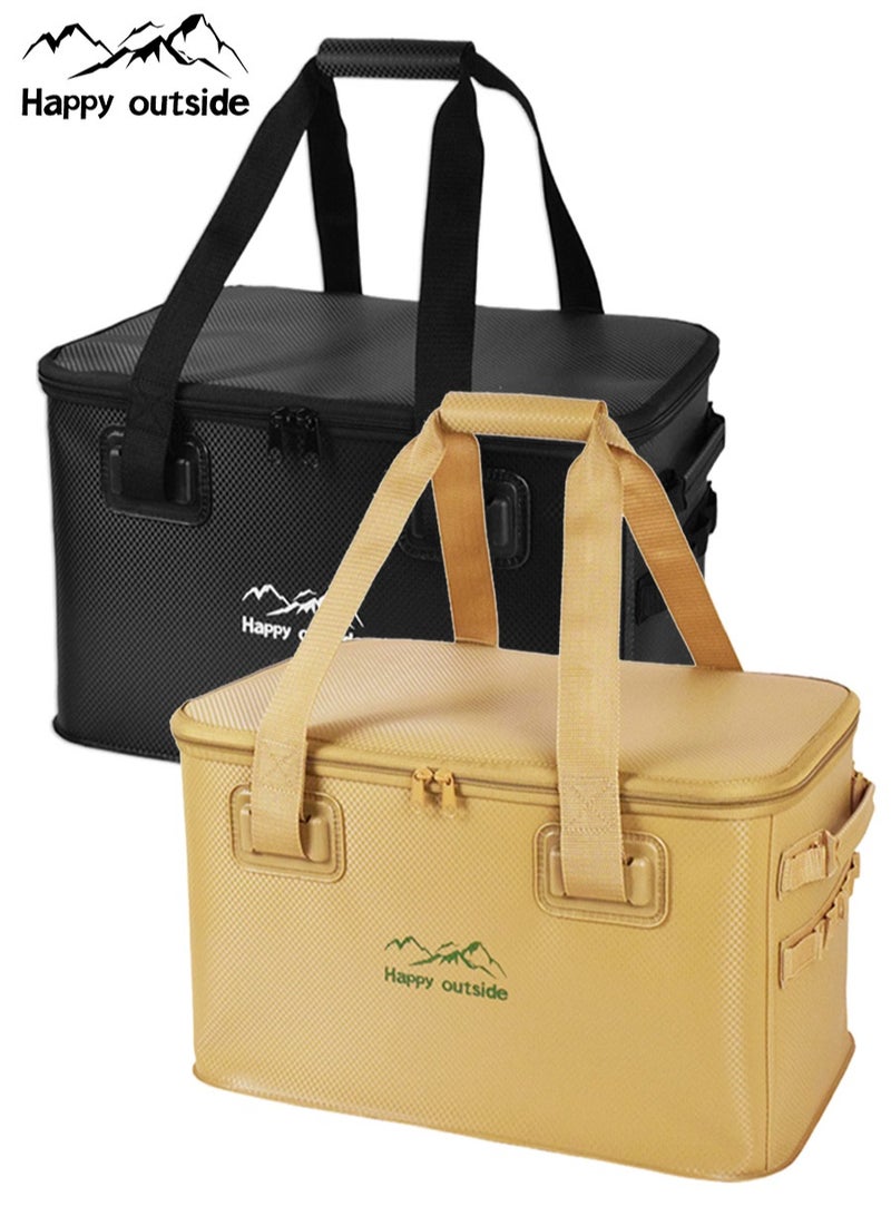 سعيد خارج طقم حقائب سفر قابلة للطي بسعة كبيرة ×2 – سعة 35 لتر مقاومة للماء والرمال، حقيبة يد رياضية مثالية للسفر، النادي، الرحلات وعطلة نهاية الأسبوع (أسود ×1 + كاكي ×1) - Image 1