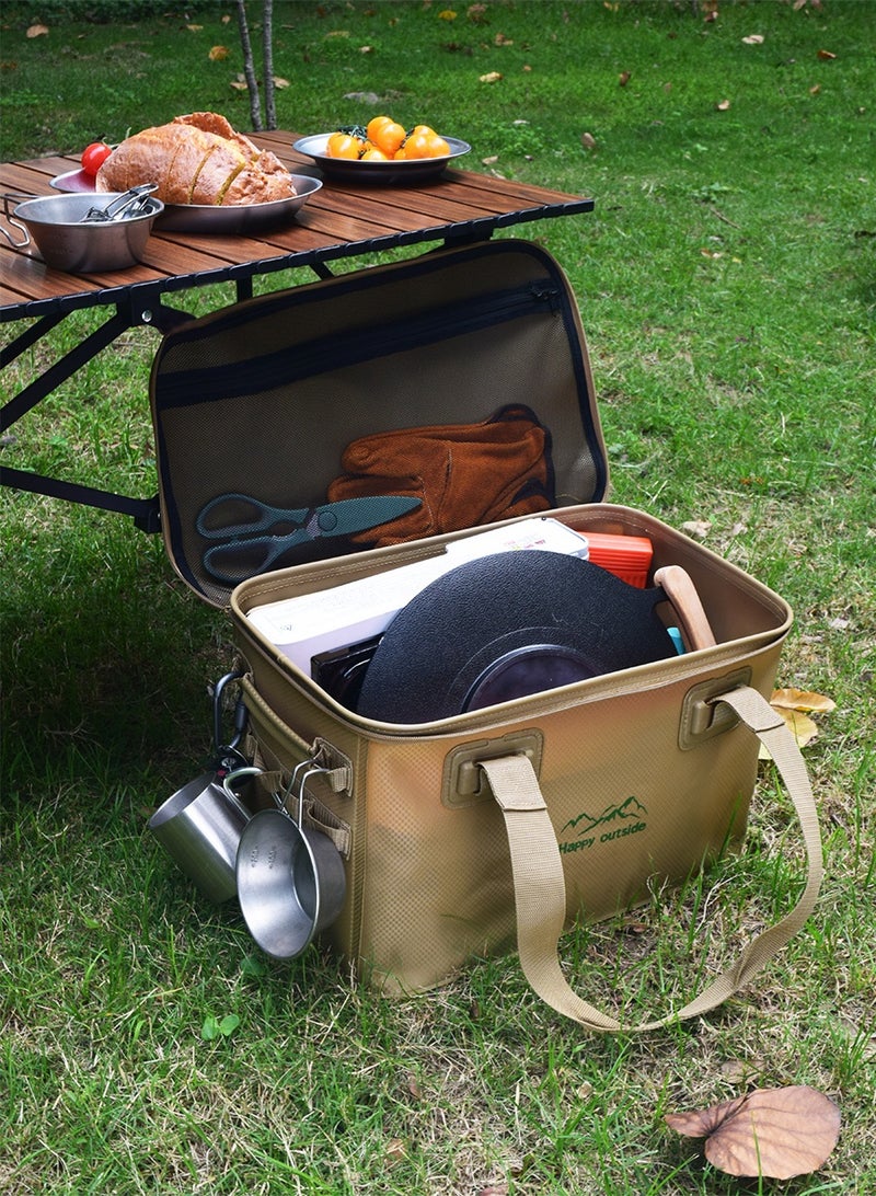 سعيد خارج طقم حقائب سفر قابلة للطي بسعة كبيرة ×2 – سعة 35 لتر مقاومة للماء والرمال، حقيبة يد رياضية مثالية للسفر، النادي، الرحلات وعطلة نهاية الأسبوع (أسود ×1 + كاكي ×1) - Image 4