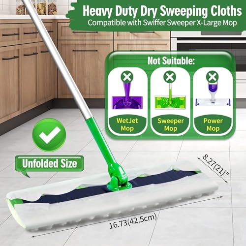 Senowi Heavy Duty Dry Sweeping Cloths Compatible with Swiffer Sweeper XL Mop Sweeper XLarge Dry Cloth Refills for Floor Mopping and Cleaning Disposable Pet Dry Pads Refills 50 Count - Image 3