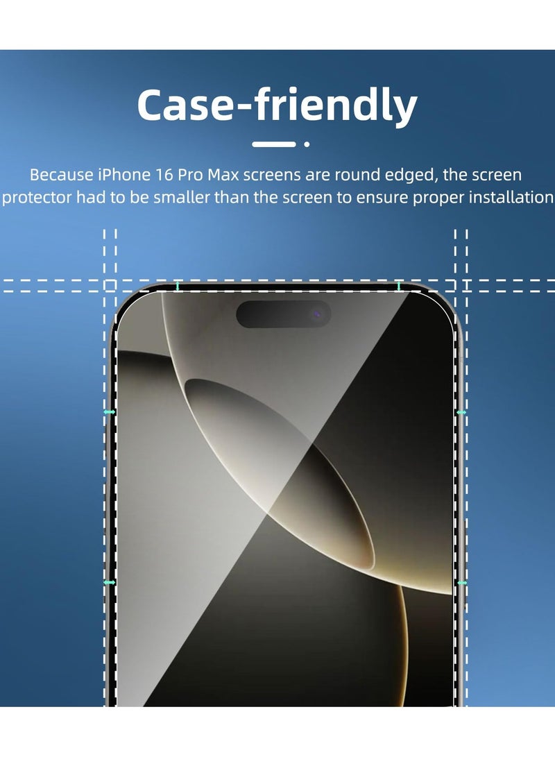 3 عبوات مصممة متوافقة مع iPhone 16 Pro Max (6.9 بوصة) واقي شاشة من الزجاج المقسى، صديق للحافظة ومقاوم للغاية - Image 2