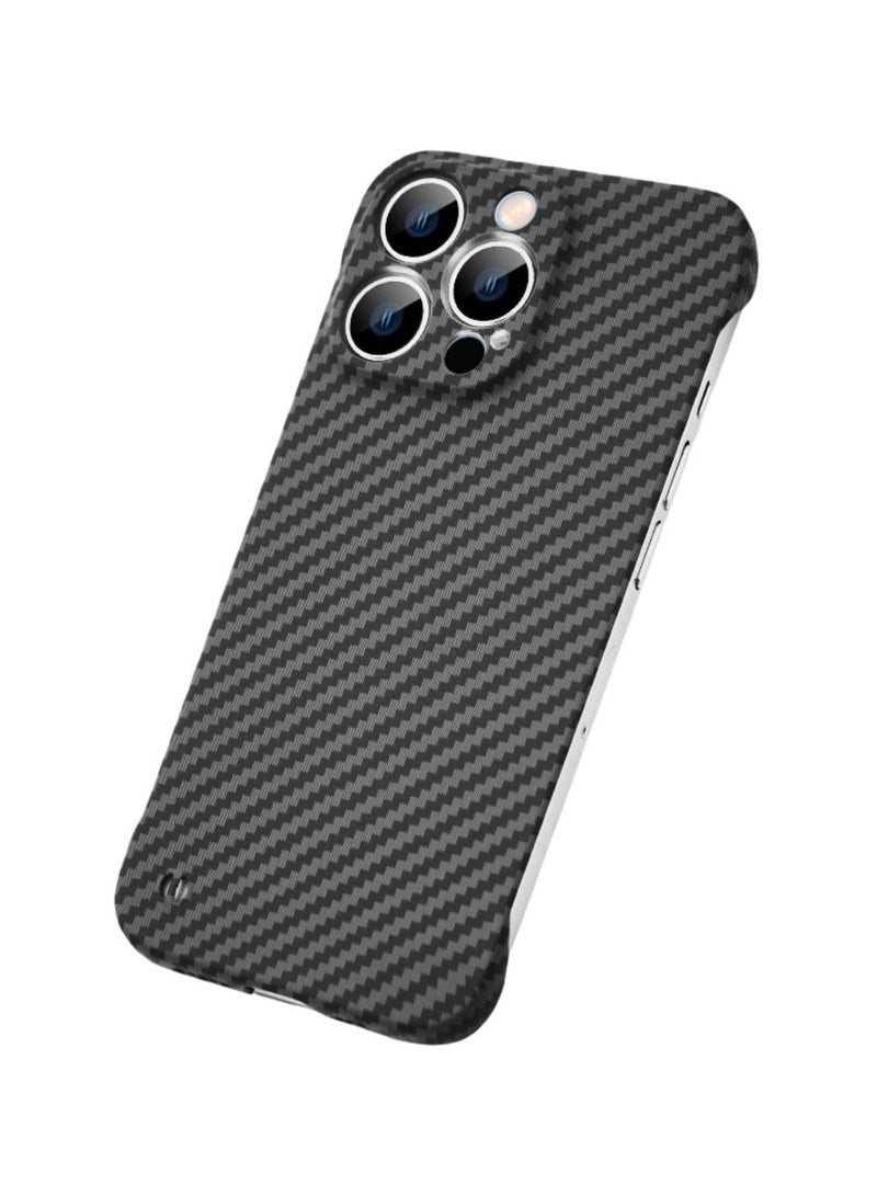 Carbon Fiber Texture Frameless Cover For IPhone 14 Pro Carbon Fiber Case - Black - Image 1