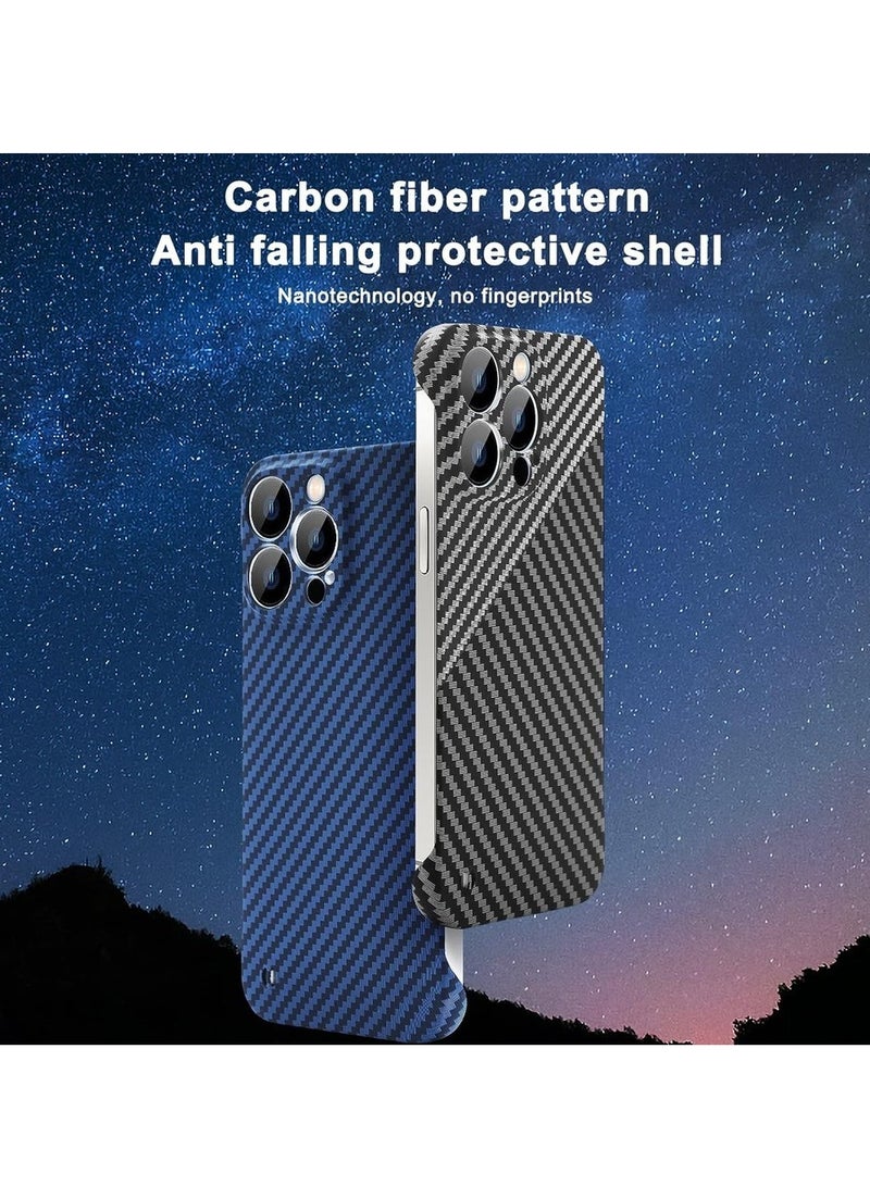Carbon Fiber Texture Frameless Cover For IPhone 14 Pro Carbon Fiber Case - Black - Image 2