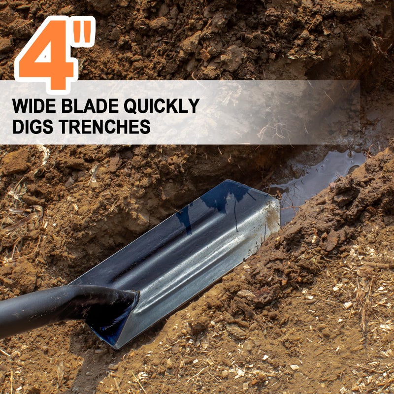 VNIMTI Trench Shovel for Digging, 4-Inch Trenching Shovel with Fiberglass Handle, 56 Inches - Image 3