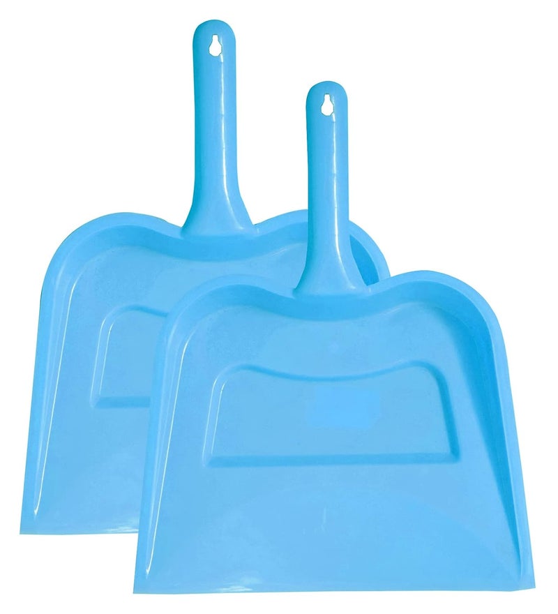 Kuber Industries Plastic Lightweight 12 Dustpan with Comfort Grip Handle for Easy Sweep Broom Pack of 2 Blue - Image 1
