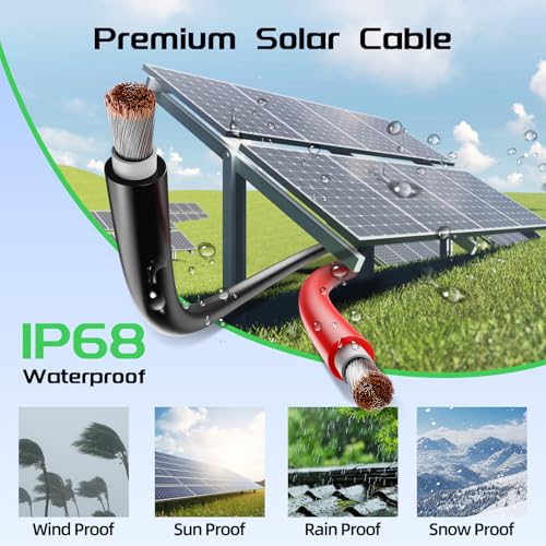 Bateria Power مجموعة كابل الطاقة الشمسية 50 قدم أسود و50 قدم أحمر، 10AWG (6mm²) كابل تمديد لوح شمسي من النحاس المعلب للاستخدام الخارجي في أنظمة الطاقة الشمسية المستقلة للمنازل والسيارات والقوارب البحرية - Image 4