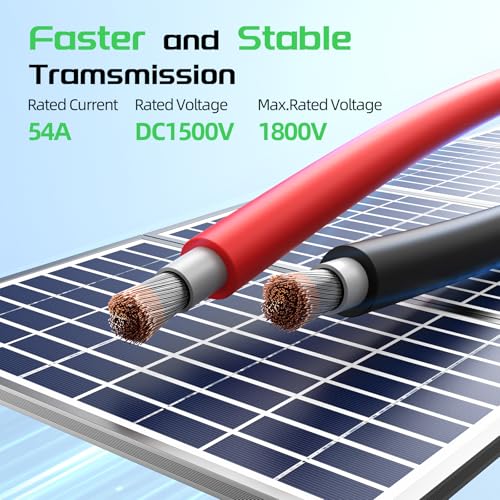Bateria Power مجموعة كابل الطاقة الشمسية 50 قدم أسود و50 قدم أحمر، 10AWG (6mm²) كابل تمديد لوح شمسي من النحاس المعلب للاستخدام الخارجي في أنظمة الطاقة الشمسية المستقلة للمنازل والسيارات والقوارب البحرية - Image 5