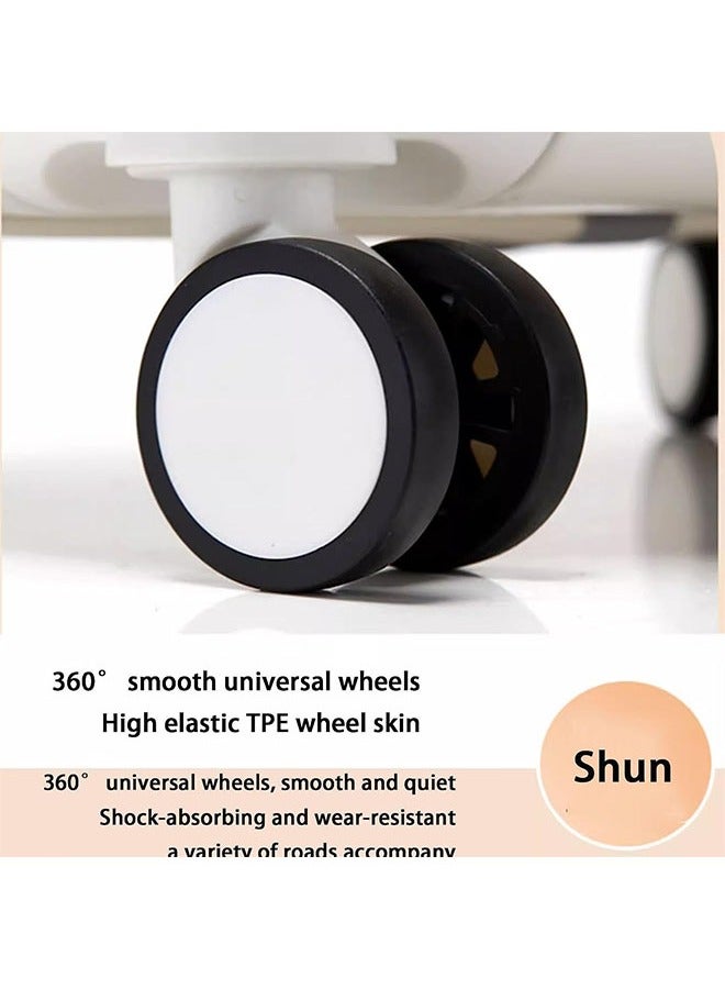 إن كي أكس حقيبة سفر متينة ذات هيكل صلب مع 4 عجلات دوارة، مجموعة بيضاء، 3 ألوان، مقاس 20*24*28 بوصة - Image 4