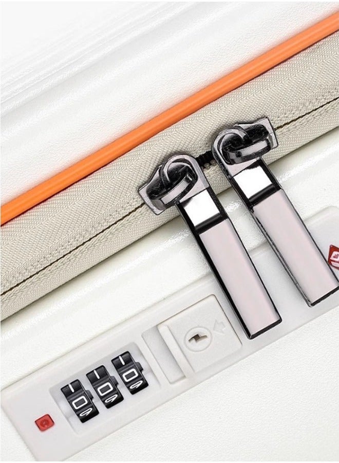 إن كي أكس حقيبة سفر متينة ذات هيكل صلب مع 4 عجلات دوارة، مجموعة بيضاء، 3 ألوان، مقاس 20*24*28 بوصة - Image 5