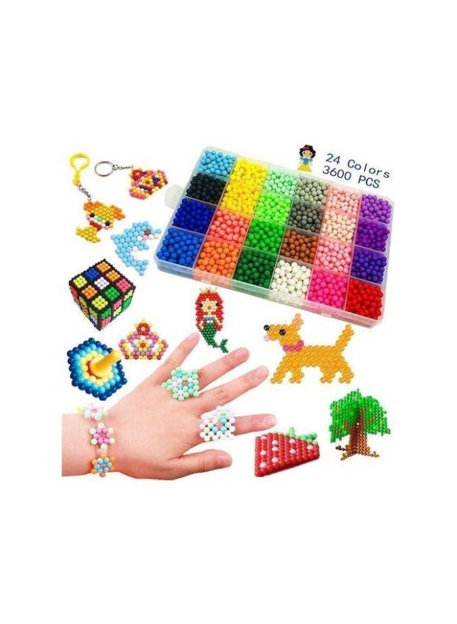مجموعة خرز مياه للأطفال - 3000 خرزة بـ 24 لونًا مع 45 أداة حرفية – خرز كبيرة 0.2 بوصة - مواد آمنة غير سامة - نشاط تعليمي داخلي للأطفال من 4 إلى 12 عامًا - مجموعة فنون وحرف إبداعية - متعة فن الخرز الملون - Image 1