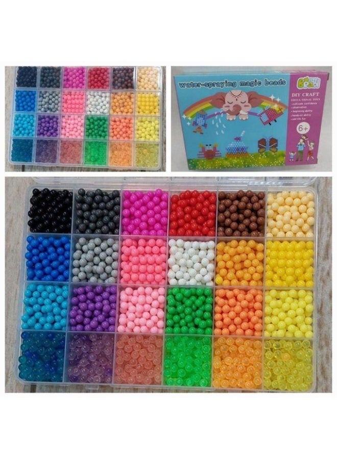مجموعة خرز مياه للأطفال - 3000 خرزة بـ 24 لونًا مع 45 أداة حرفية – خرز كبيرة 0.2 بوصة - مواد آمنة غير سامة - نشاط تعليمي داخلي للأطفال من 4 إلى 12 عامًا - مجموعة فنون وحرف إبداعية - متعة فن الخرز الملون - Image 2