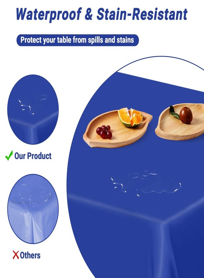 QZYL طقم مفارش طاولة زرقاء من QZYL، 4 قطع، مقاس 54 × 108 بوصة، مفارش بلاستيكية للاستخدام مرة واحدة، مناسبة للحفلات والنزهات والتخييم وتزيين حفلات استقبال المولود، غطاء طاولة مانع للتسرب للاستخدام الداخلي والخارجي. - Image 3