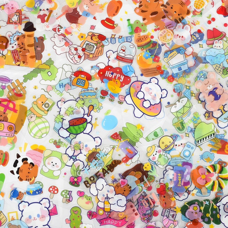 SKIONCE Cute Kawaii Stickers for Journaling Scrapbooking - 100 Sheets Clear PET Transparent Cartoon Korean Decorative Sticker for Kids,DIY Arts Crafts,Junk Journal,Calendars,Notebook,Diary,Album,Planner - Image 4