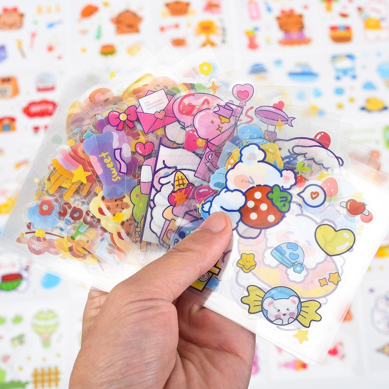 SKIONCE Cute Kawaii Stickers for Journaling Scrapbooking - 100 Sheets Clear PET Transparent Cartoon Korean Decorative Sticker for Kids,DIY Arts Crafts,Junk Journal,Calendars,Notebook,Diary,Album,Planner - Image 3