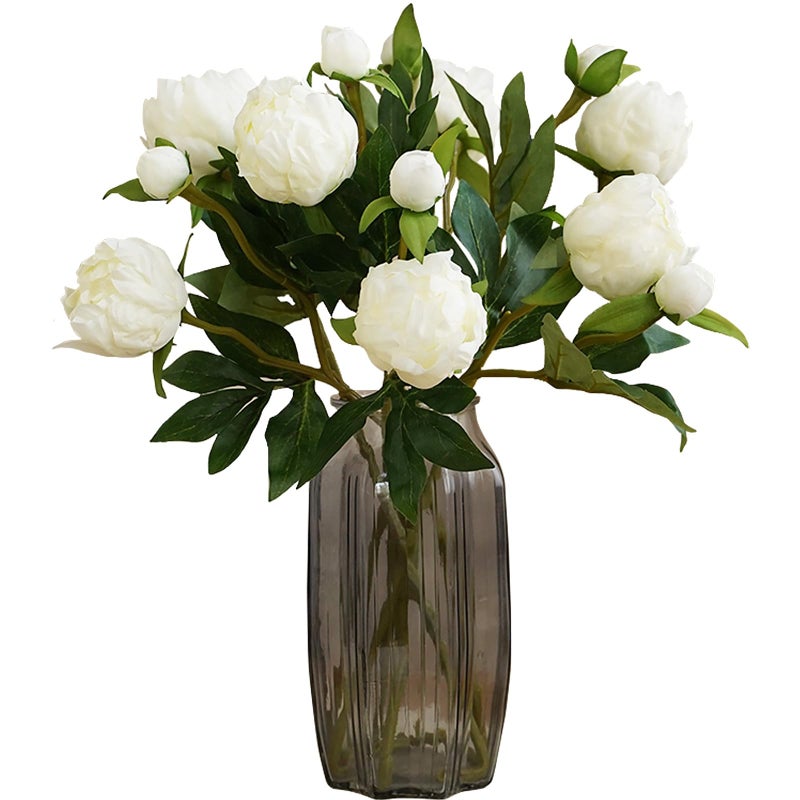IPOPU White Peonies Artificial Flowers 8pcs Peony Silk Flowers Fake White Flowers for Wedding Centerpieces for Tables Centerpieces Bridal Shower Party Decorations - Image 1