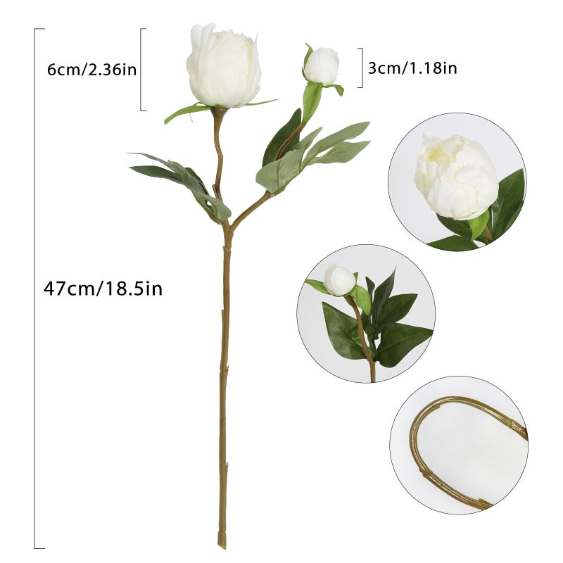 IPOPU White Peonies Artificial Flowers 8pcs Peony Silk Flowers Fake White Flowers for Wedding Centerpieces for Tables Centerpieces Bridal Shower Party Decorations - Image 3