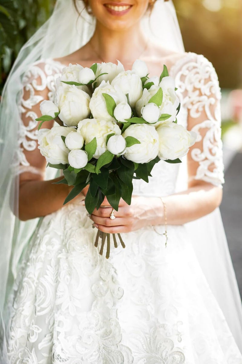 IPOPU White Peonies Artificial Flowers 8pcs Peony Silk Flowers Fake White Flowers for Wedding Centerpieces for Tables Centerpieces Bridal Shower Party Decorations - Image 5